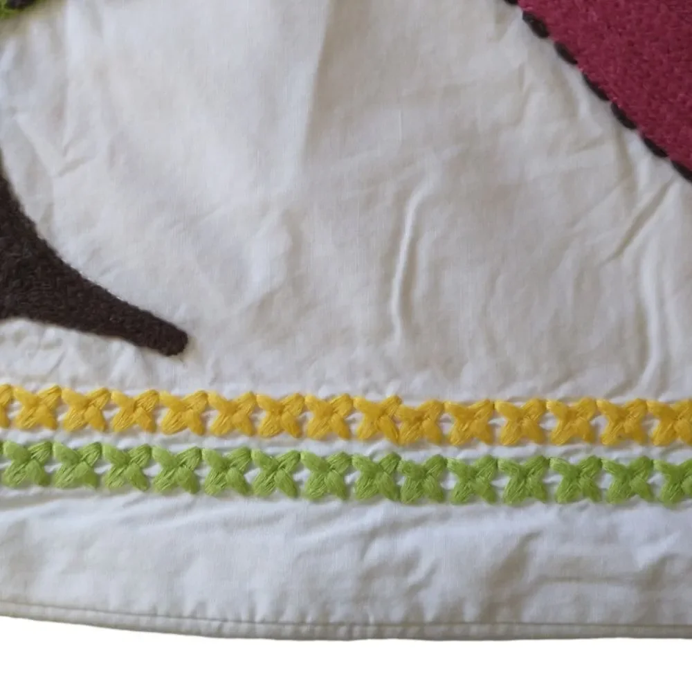 Pottery Barn Teen Tree Hug Planet Love Pillow Cover Organic Cotton Embroidered‎